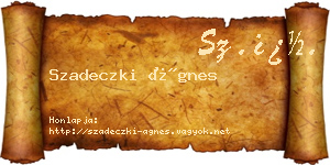 Szadeczki Ágnes névjegykártya